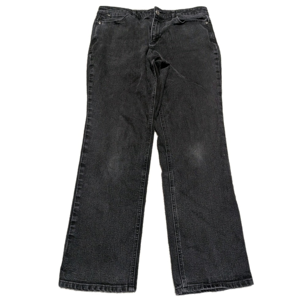Christopher & Banks Womans Jeans Size 12 Petite Stretch Black Denim Wash‎ 32X27